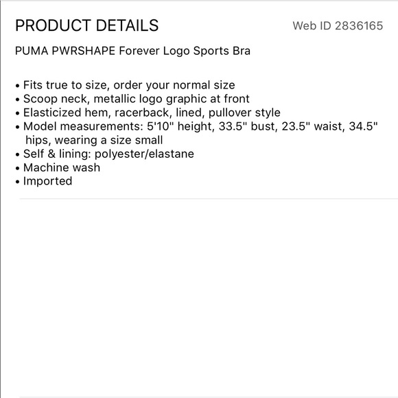 sports bra measurements